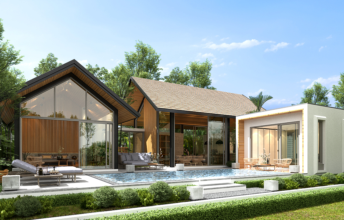 Villa Peaceful Phuket for sale Beautiful exterior decoration, quiet and peaceful.