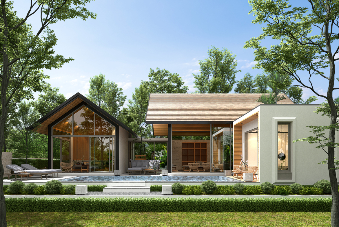 Villa Peaceful Phuket for sale Beautiful exterior decoration, quiet and peaceful.