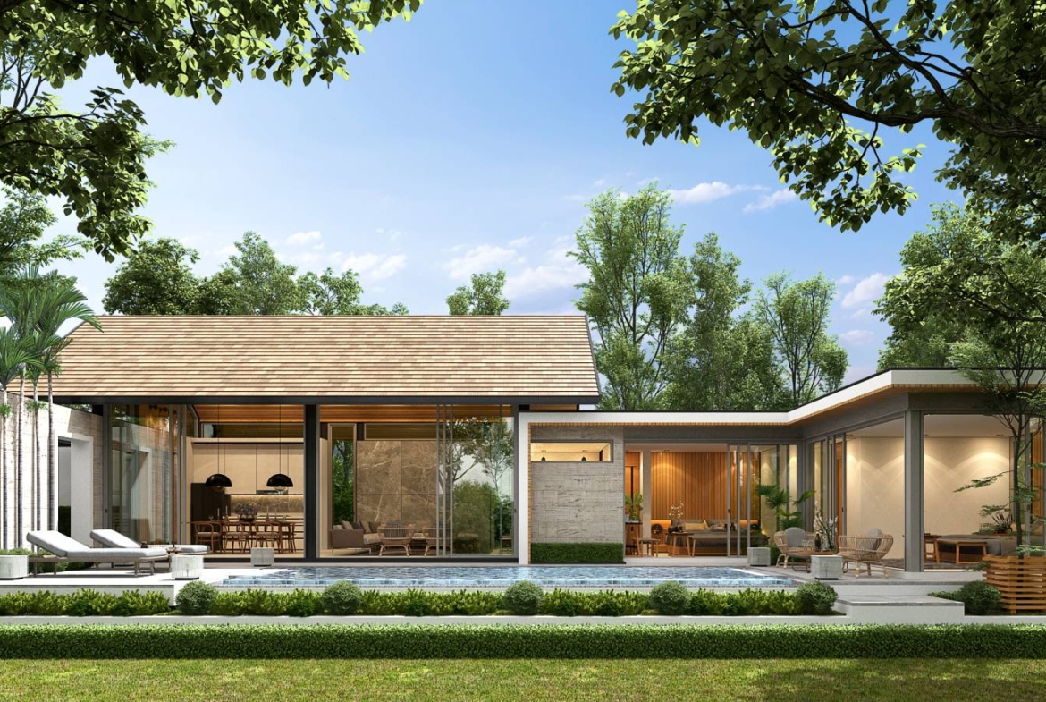 Villa Peaceful Phuket for sale Beautiful exterior decoration, quiet and peaceful.